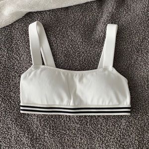 Solid and striped bathing suit top